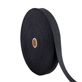 1" Black Braided Elastic Flat